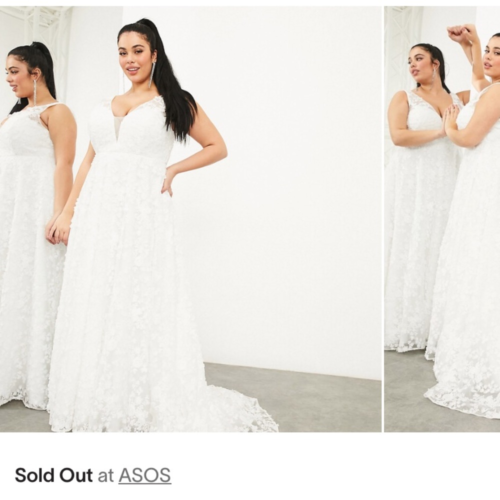 ASOS Edition Curve Florence sleeveless embroidered wedding dress with plunge